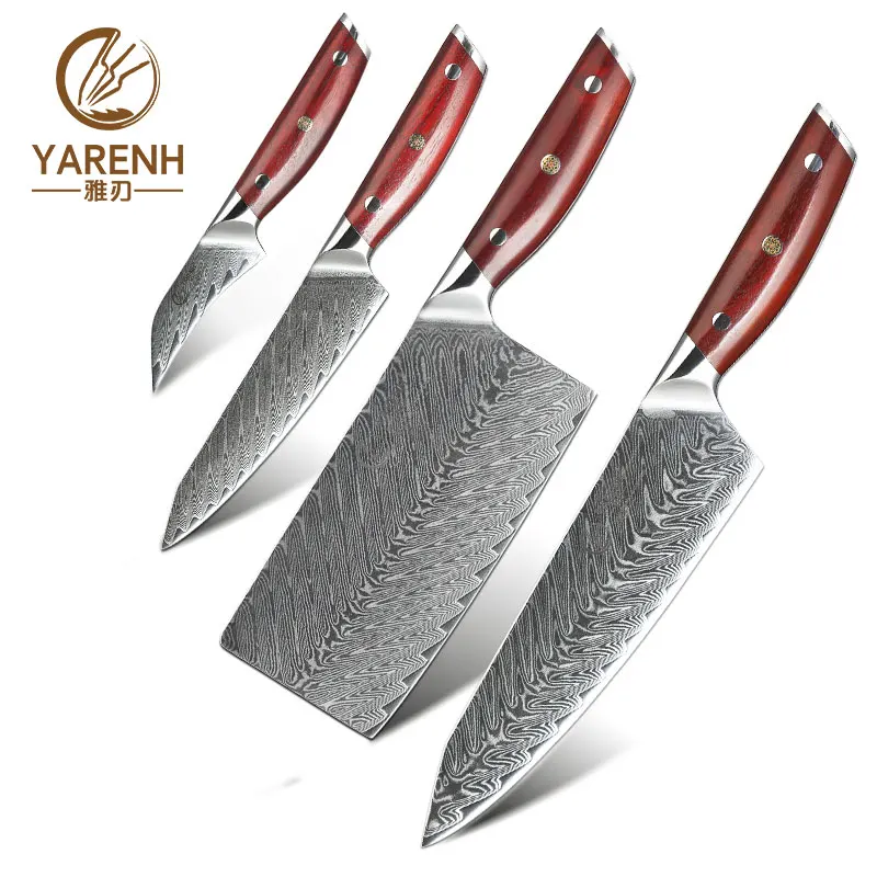 KTF - CDWG - 4P YARENH Набор ножей шеф-повара 6 шт. 67 слоев дамасской стали кухонный набор ножей Япония ультра острые ножи для резки овощей - Цвет: KTF - CDWG - 4P