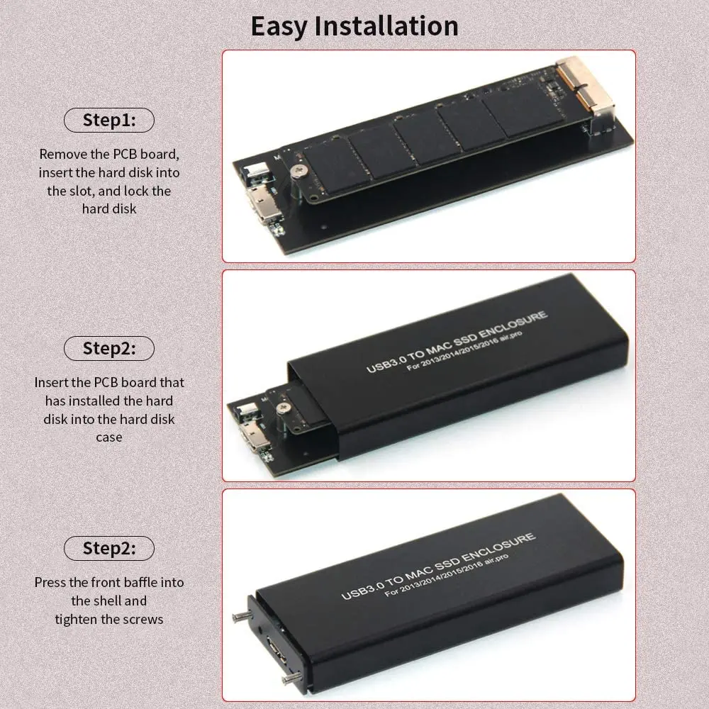 Zeadow USB3.0 To Mac SSD Enclosure USB 3.0 Aluminum Alloy SSD Enclosure Compatible With 2013 2014 2015 MacBook Air/Pro/Retina