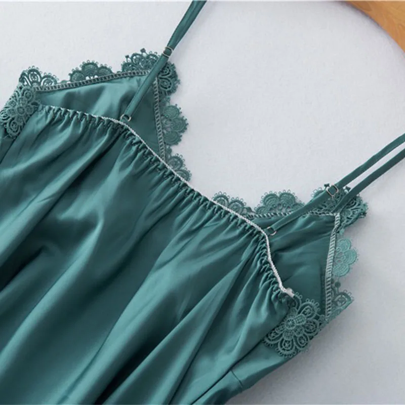 Хит продаж женская ночная рубашка удобная мягкая шелковая атласная элегантная