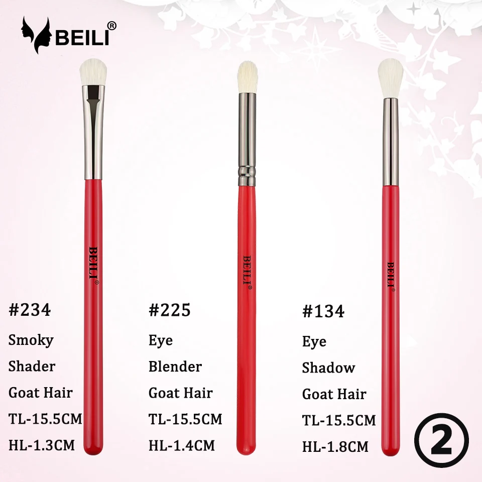 BEILI Amber 3 шт. Профессиональный набор кистей для макияжа глаз кисть для теней Косметика Тени для век подводка для бровей натуральные волосы макияж