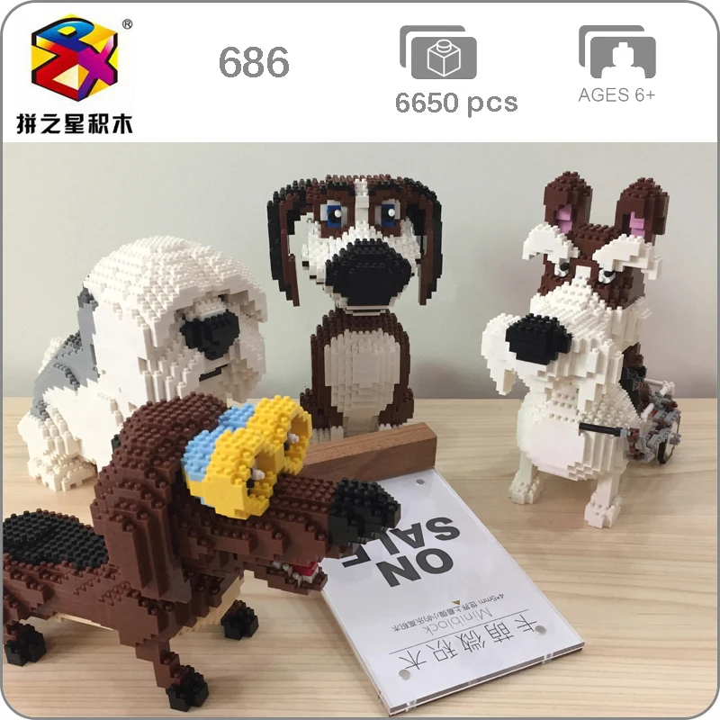 

BS Beagle Hound Schnauzer Dachshund Sheepdog Dog Pet 3D Animal 3D Model DIY Diamond Mini Building Small Blocks Bricks Toy no box