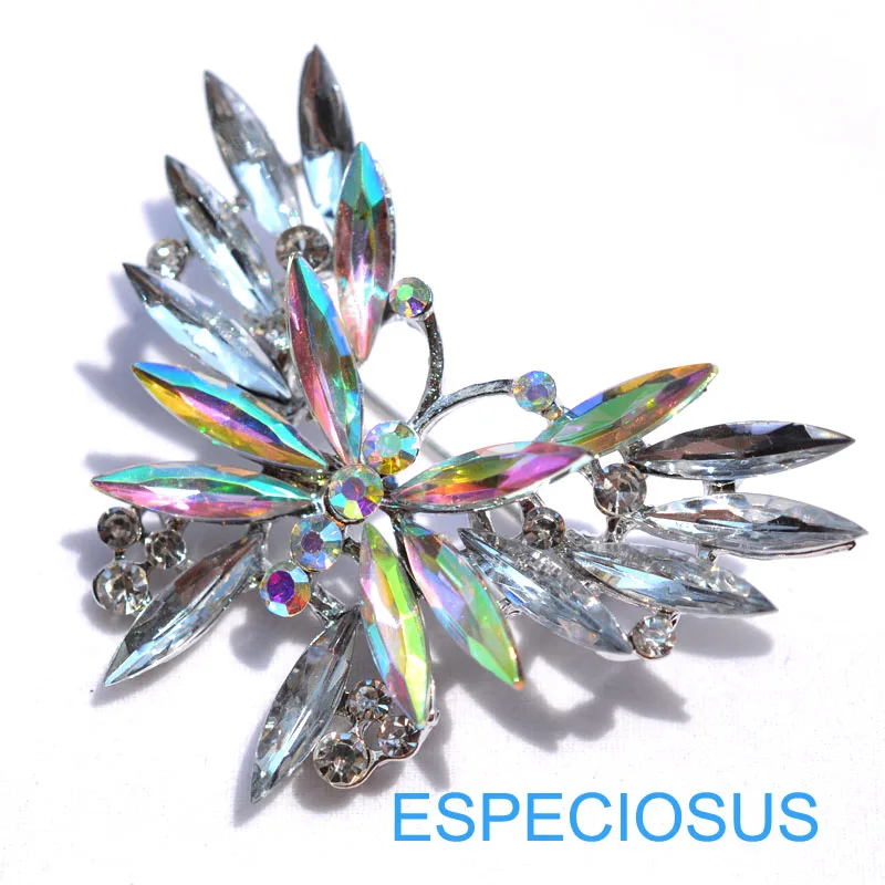 Элегантные женские Украшения булавка-бабочка брошь с кристаллами белого цвета