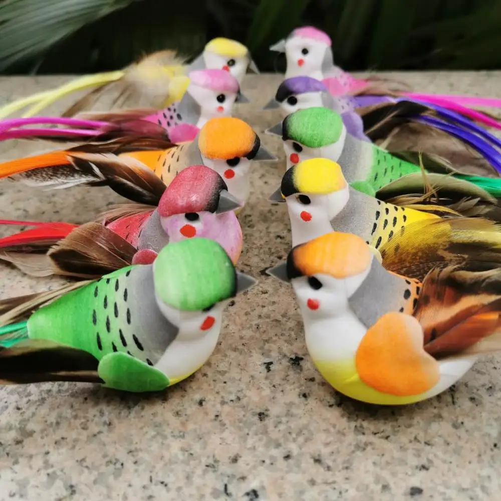 13*4*5CM/12PCS Artificial Foam Feather Fake Small Bird With Magnet Decorative Craft Birds For Wedding Party Home Easter Decor | Дом и сад