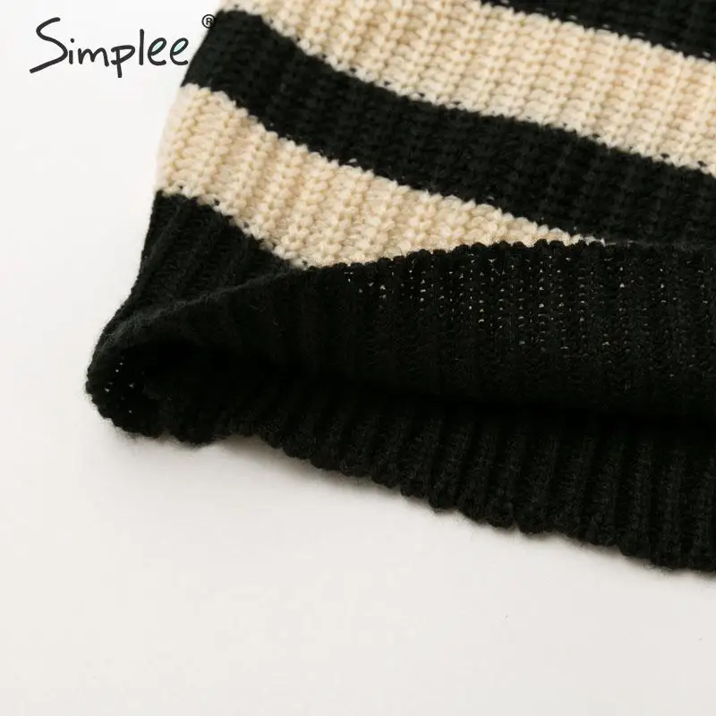 Simplee Женский вязаный пуловер в полоску больших размеров свитер на осень и зиму