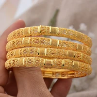 4pcslot luxury dubai bangles for women girls gold color elegant arabethiopian bridal wedding bangles bracelet party gifts