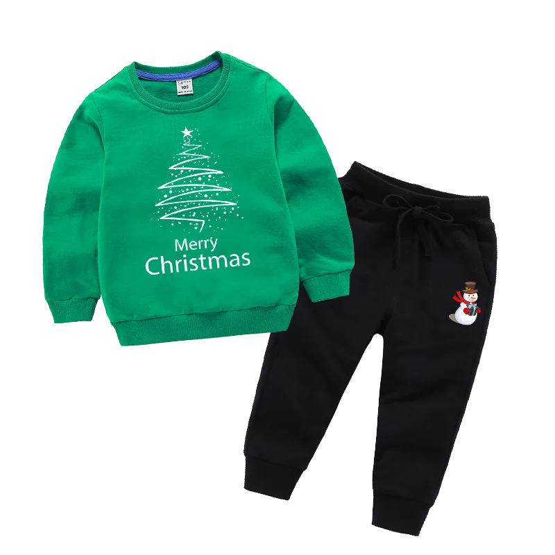 Рождественская Одежда для мальчиков и девочек Рождественский комплект Длинные