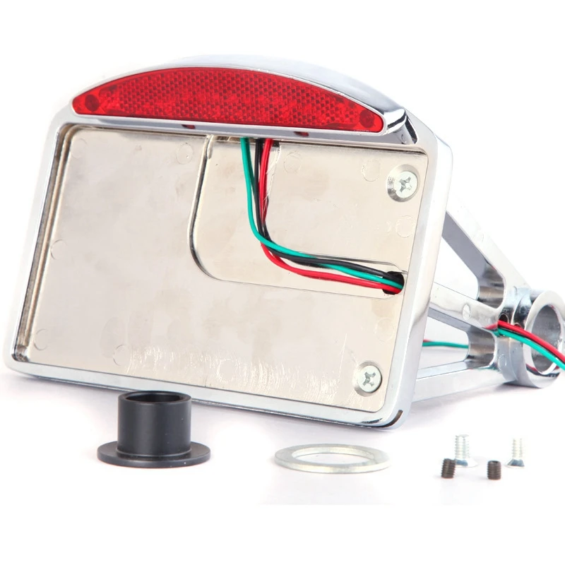 

Aluminum Back Axle Side Mount License Plate Holder LED Tail Brake Light Frame Bracket for Customs Choppers