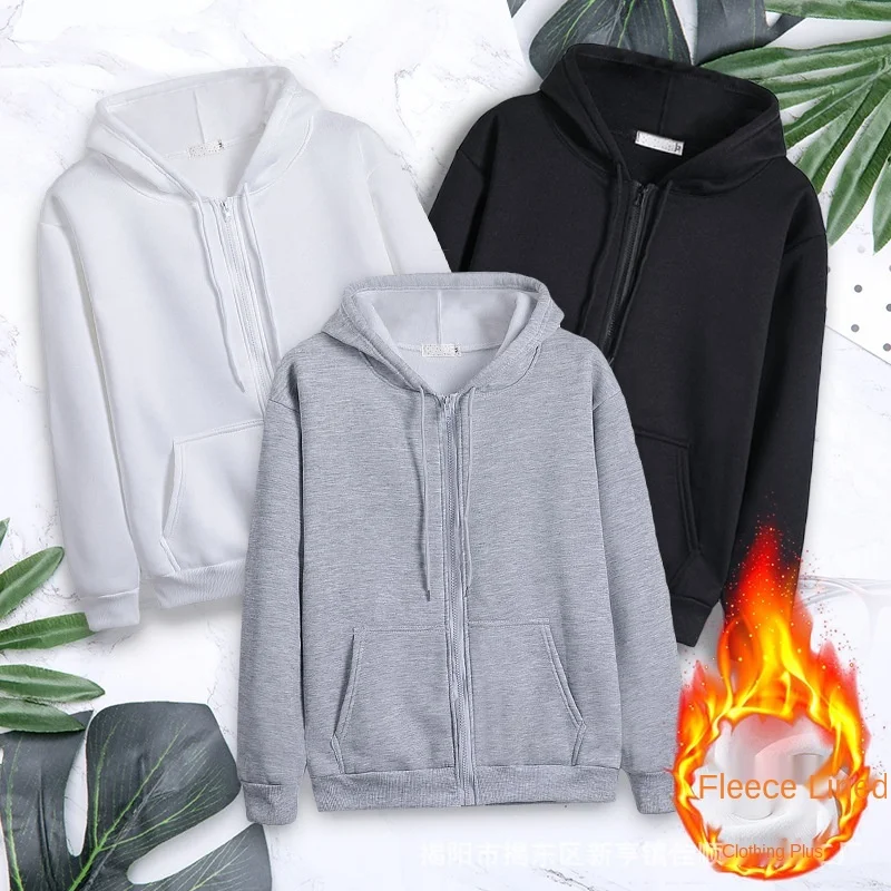 

Solid Color Vintage Sweatshirt Hooded Men Hoodies Fleece Zip-up Hoodie Anime LONG SLEEV Spring and Autumn Male Essentials Zipper