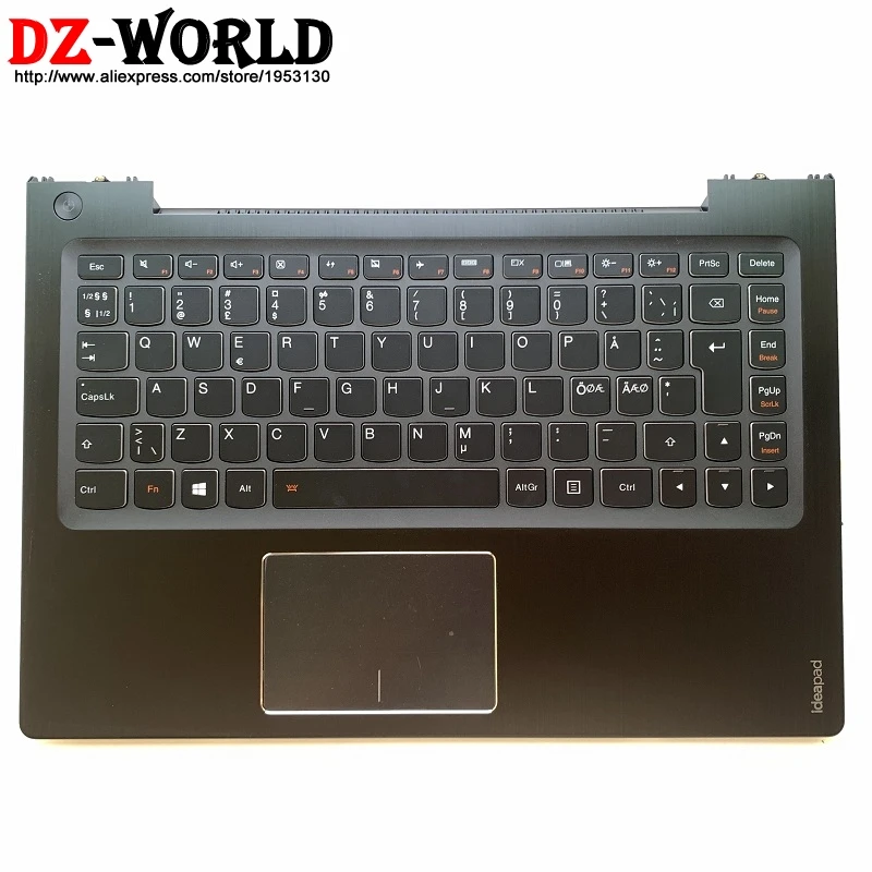 

New/orig Palmrest Upper Case Nordic Backlit Keyboard Touchpad for Lenovo Ideapad U330 U330T U330P Laptop C Cover 90203536