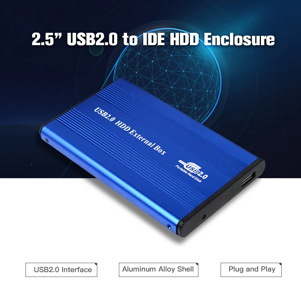 Корпус для жесткого диска USB2.0 на IDE 2 5 дюйма корпус портативный из алюминиевого