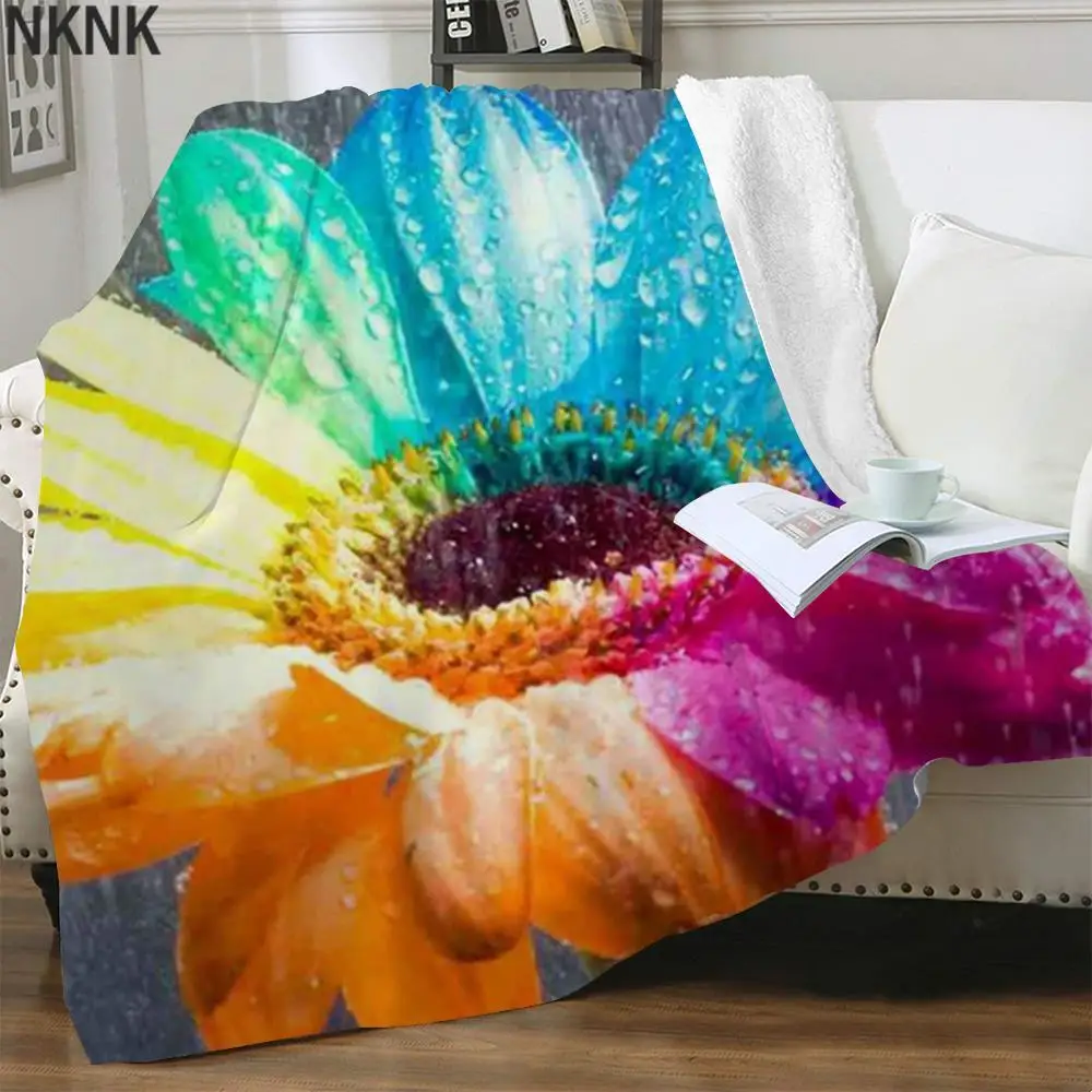 

NKNK Sunflower Blanket Colorful Plush Throw Blanket Raindrop Bedspread For Bed Romantic Blankets For Beds Sherpa Blanket Fashion