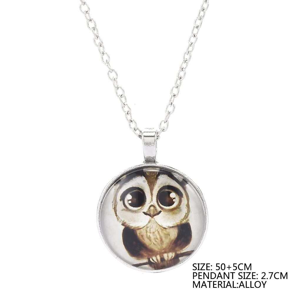 

New Cute Owl Pattern Round Metal Pendant Long Chain Choker Necklace Women Girl Sweater Necklaces Jewelry