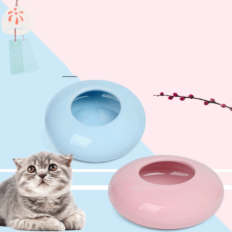 

Cute Ceramic Cat Water Bowl Flat Cat Pet Drinking Bowl Not Getting Wet Anti-splash Pet Products