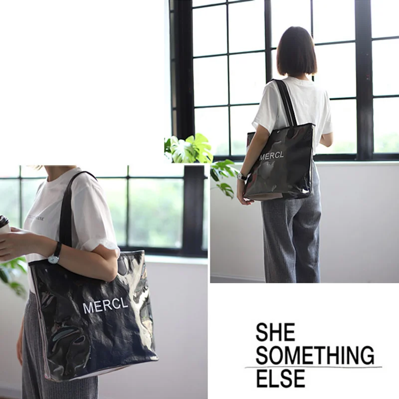 Новинка 2021 сумки на плечо для женщин модные корейские прозрачные ПВХ с надписью