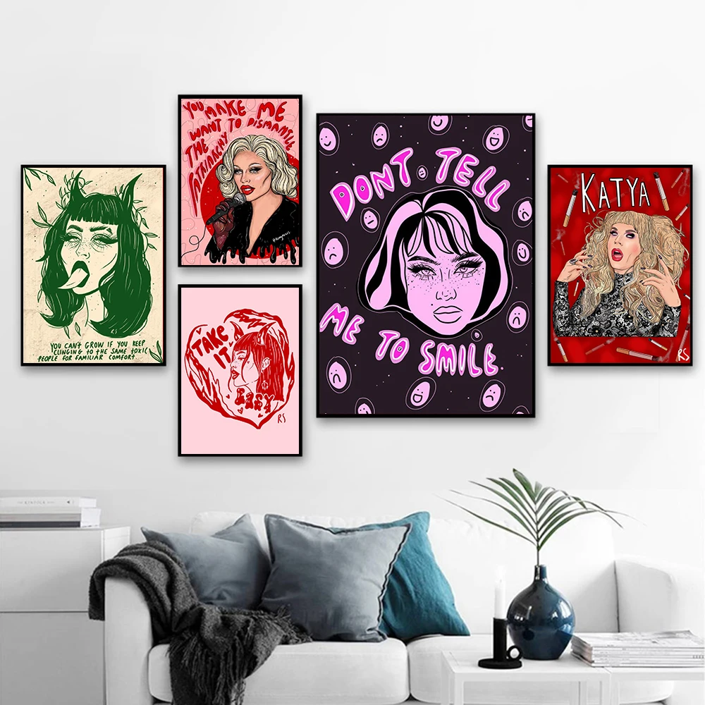 

Feminist Girl Canvas Painting Don’t Tell Me To Smile Quote Prints Woman Wall Art Pictures Feminism Posters Girls Room Home Decor