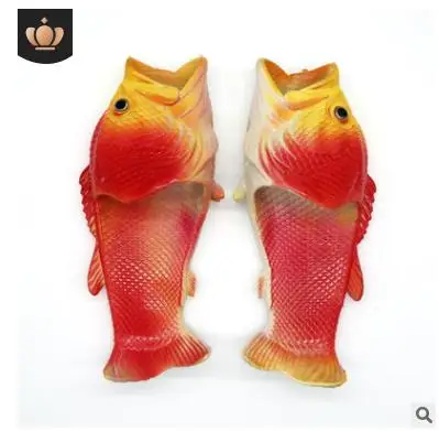 Red fish Пляжная обувь для мужчин и женщин; коллекция года; сезон лето; модные тапочки травяные Тапочки для пар; уличные вьетнамки для мужчин - Цвет: Red fish