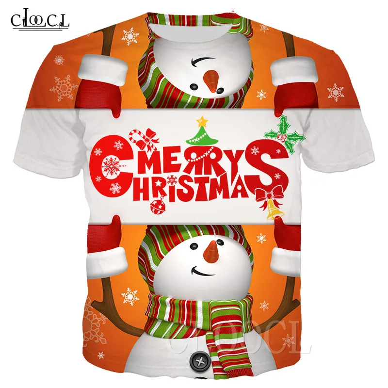 С мультяшным персонажем &quotСнеговик&quot Merry Christmas футболка для мужчин и женщин 3D