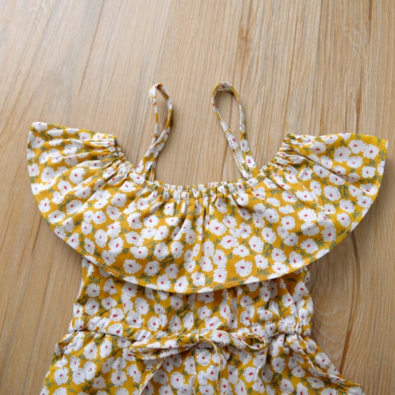 

Cute Children's Print Baby Girls Floral Sleeveless Sling Rompers