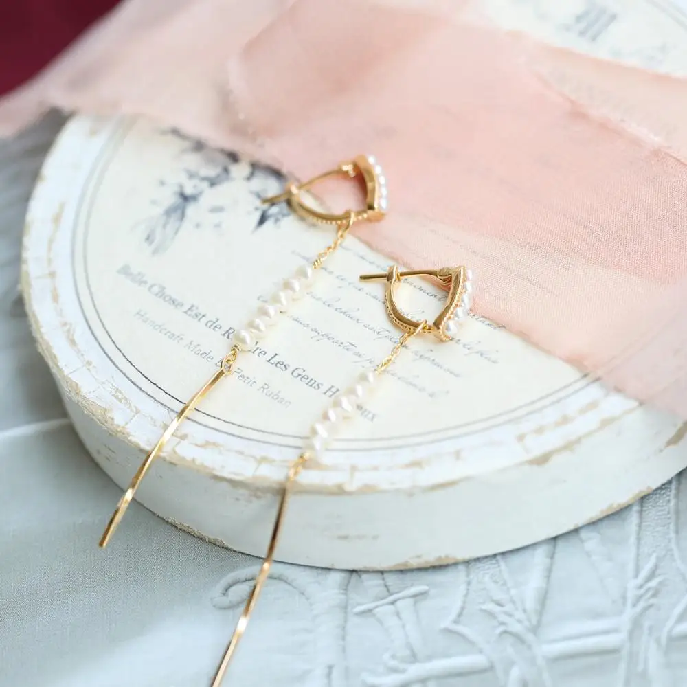 Серебряные серьги S925 пробы с натуральным пресноводным жемчугом кисточки