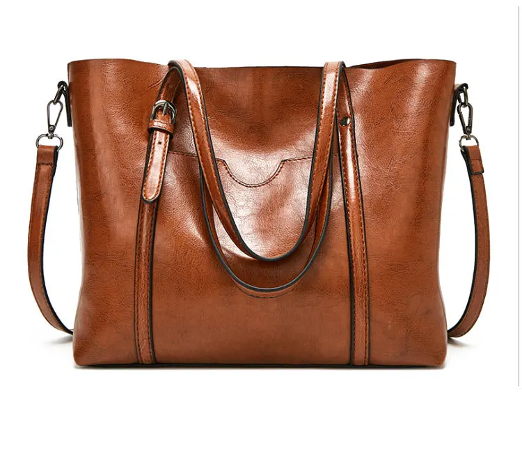 

Tote Bag 2021 new fashion simple messenger bag high quality oil wax leather shoulder bag women's large capacity handbag