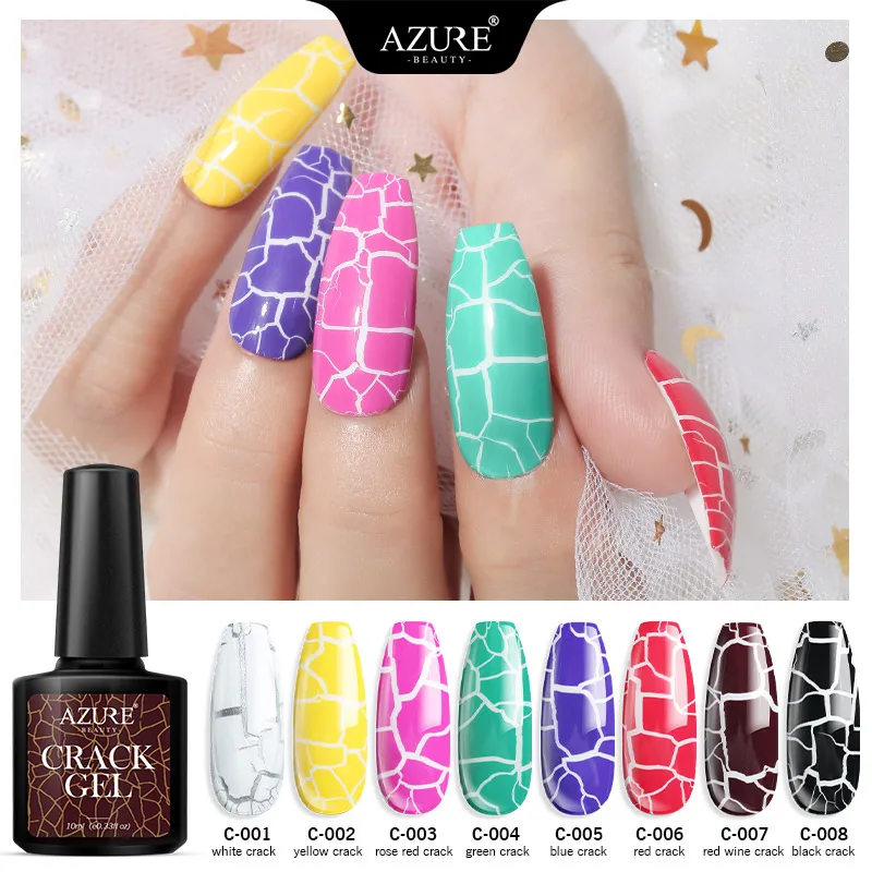 AZURE BEAUTY Crack Гель-лак для нейл-арта замочить от Crackle Led ногтей Полупостоянный