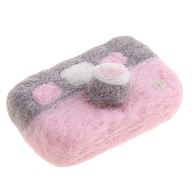 

New Needle Felted Wool Camera Newborn Photography Accessories for Photo Stuffed Baby Photo Prop Pink Black Camera