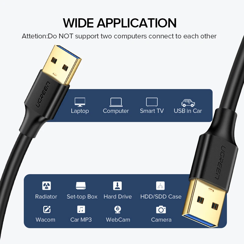 Ugreen USB-USB кабель-удлинитель Тип A папа-папа USB 3,0 2,0 удлинитель для радиатора жесткого диска Webcom USB 3,0 удлинитель кабеля