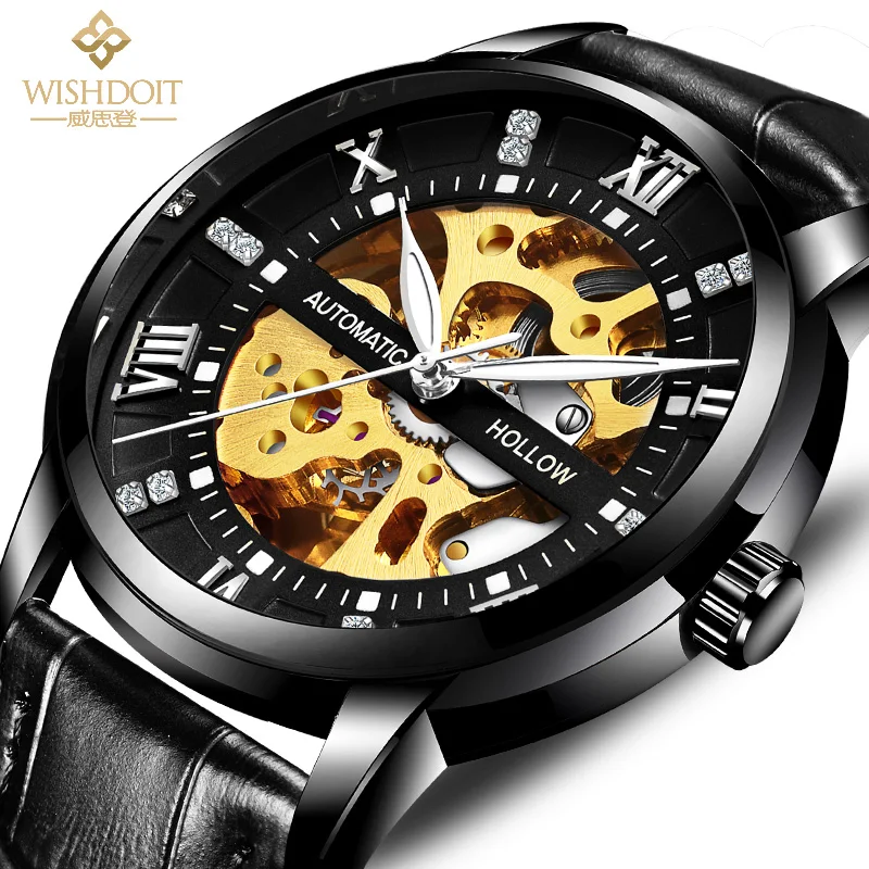 

Часы WISHDOIT Мужские механические, роскошные деловые водонепроницаемые светящиеся автоматические механические с большим циферблатом, со ста...