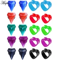 miqiao 4 pcs european and american human body piercing jewelry acrylic plugs tunnels earrings love ear pinna 6mm 20mm