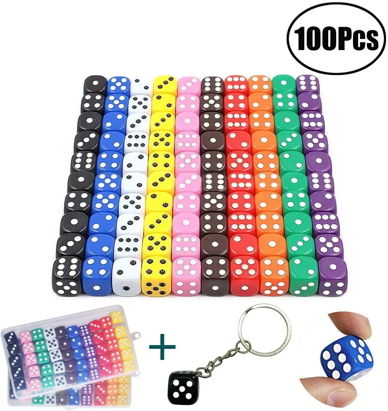 Lvcky 100 штук набор игральных костей 10 цветов квадратные Угловые кости подходит для