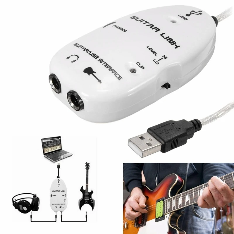 

6.m Jack to USB Guitar Link Cable Adapter Guitar to PC Recording Playback Guitar Effects Cable USB Guitar Adapter