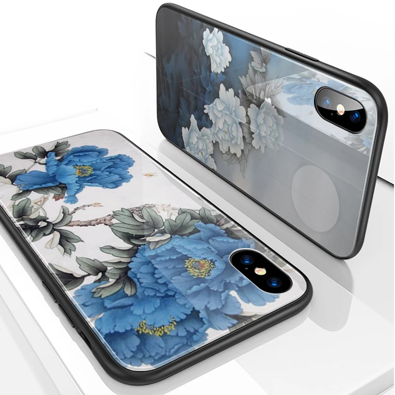 Чехол для телефона iPhone 11 pro X XR XS max 8 7 6 6s plus чехол с цветами из закаленного стекла