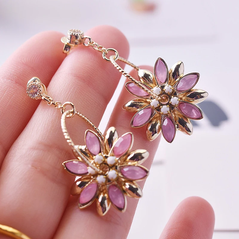 

Fashion Jewelry Dainty Charm Enamel Flower Geometry Drop Earrings S92 5 Earrings For Women Wedding Creative Valentine's Day Gift