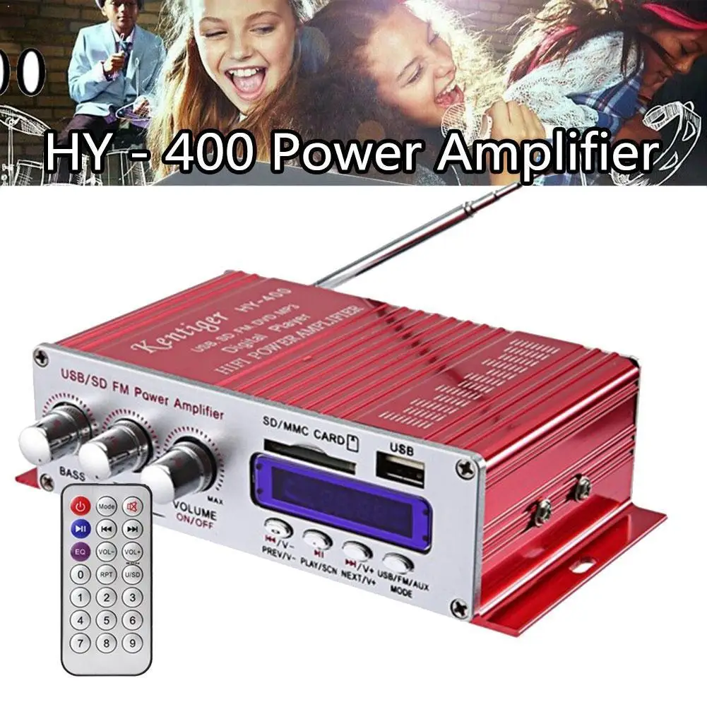Автомобильный стереоусилитель Hy-400 Hi-Fi радио mp3-динамик ЖК-дисплей для мотоцикла