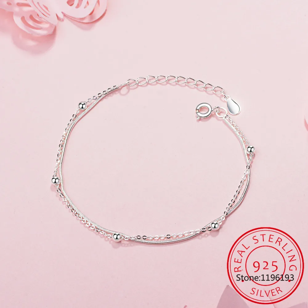 

Женский двухслойный браслет SMTCAT, ювелирное изделие из стерлингового серебра 100% пробы, 16 см, DS454