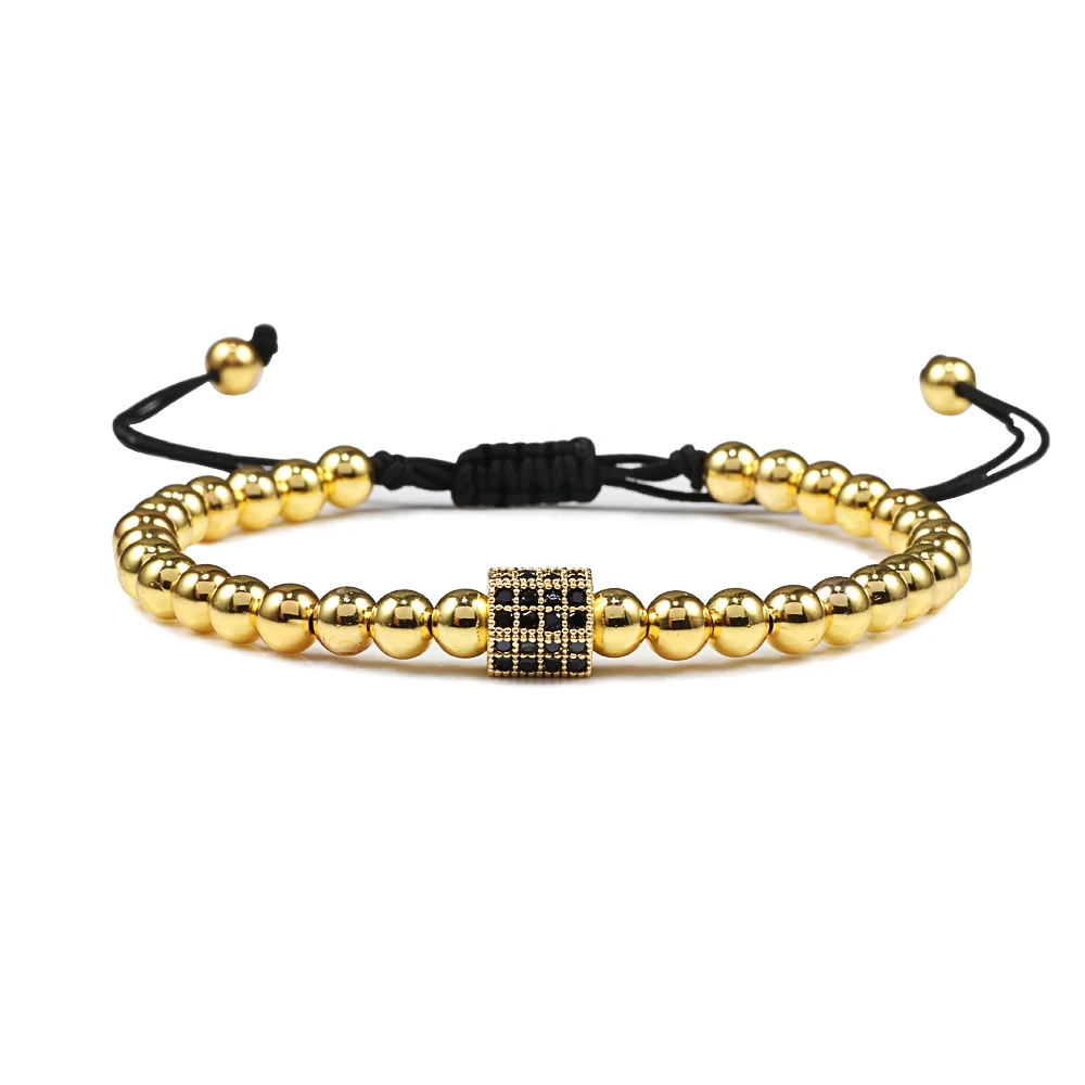 Браслет-цепочка Женский мужской плетеный с медными бусинами |