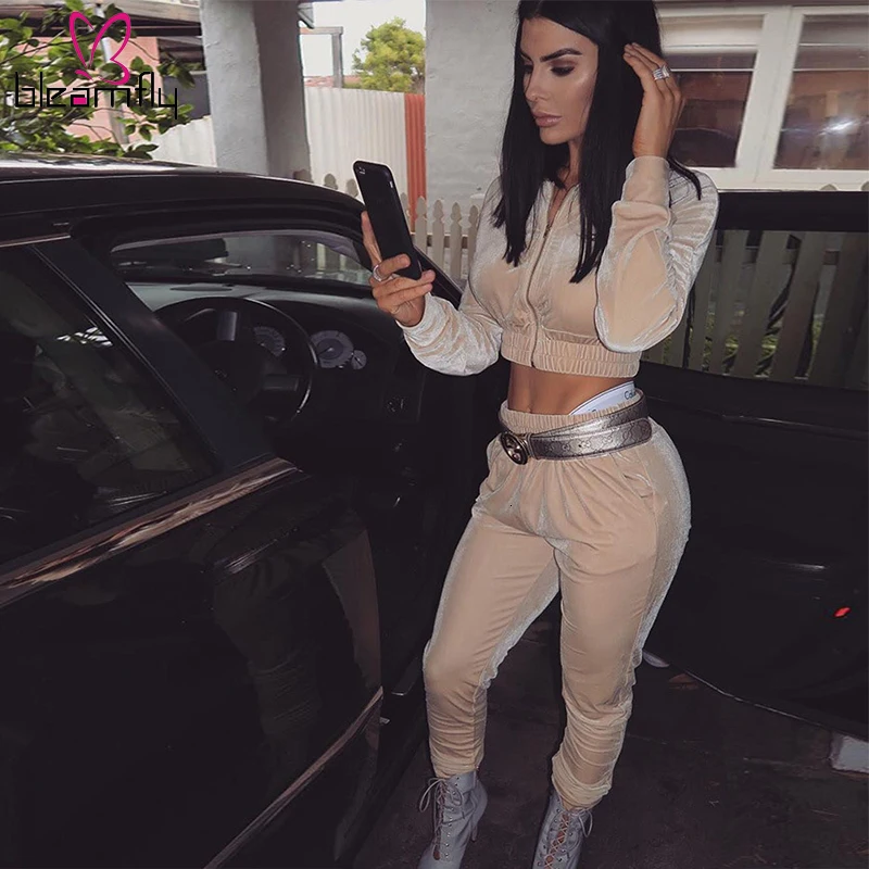 2019 осенне зимний комплект из двух предметов повседневный спортивный костюм с