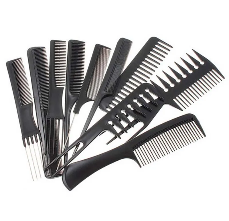 

10pcs/Set Professional Hair Brush Comb Salon Barber Anti-static Hair Combs Hairbrush Hairdressing Combs Hair Care Styling Tools