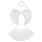 Детский костюм с перьями, белая юбка, повязка на голову, Сказочная палочка, Крыло ангела для танцев, вечеринки, сценического шоу, Рождества, косплея, нарядное платье