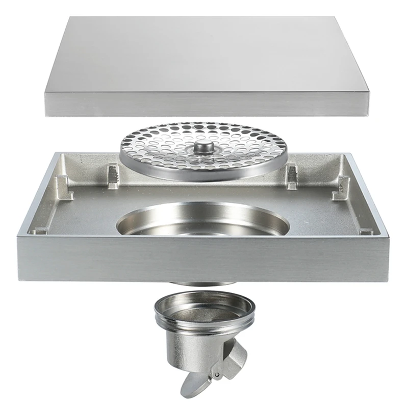 

New HIDEEP Floor Drain Tile Insert Square Floor Waste Grates Bathroom Invisible Shower Floor Drain 150X 150MM