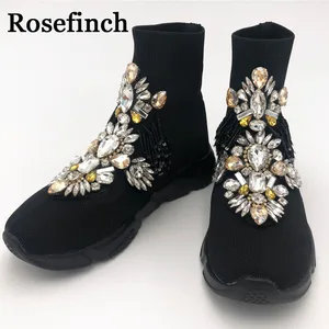 Модные женские кроссовки с украшением в виде кристаллов черная обувь кроссовки Стразы обувь со стразами; Зимняя женская спортивная обувь на плоской подошве для девочек, Женская WK103