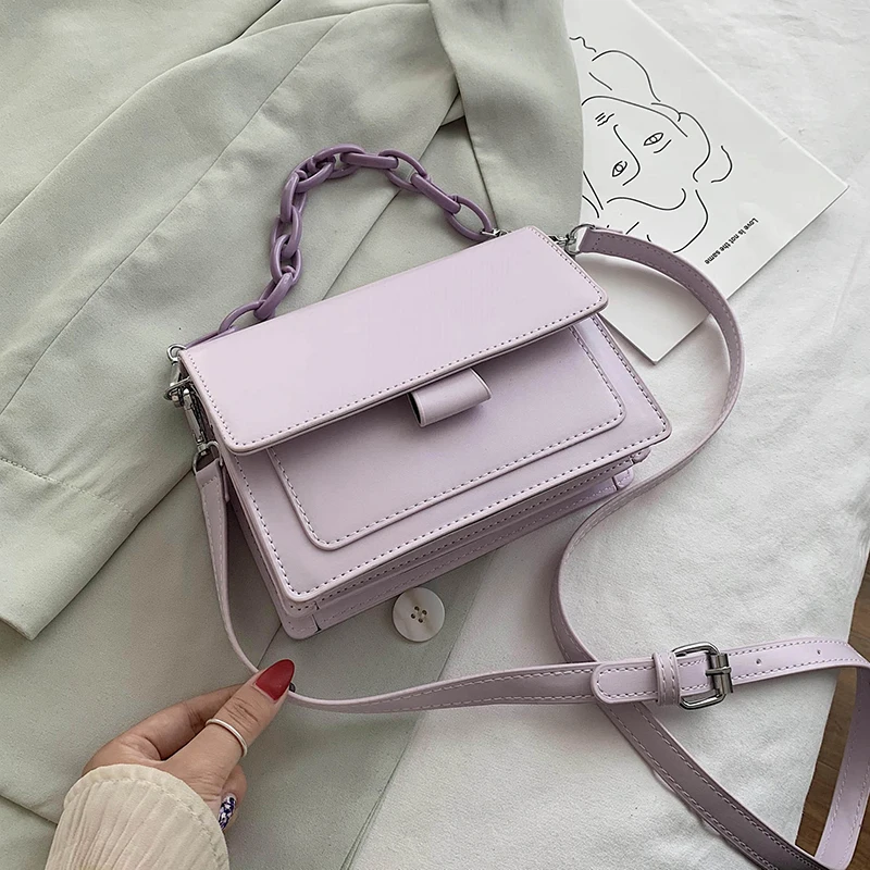 

Small PU Leather Flap Bags For Women 2020 Elegant Solid Color Chain Shoulder Handbags Female Travel Fashion Cross Body Bag
