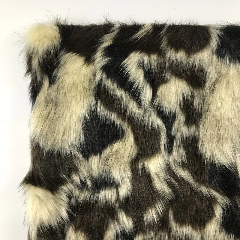 

160*100cm Beige black coffee jacquard clothing artificial smooth plush faux fur fabric for coat vest fausse fourrure tissu