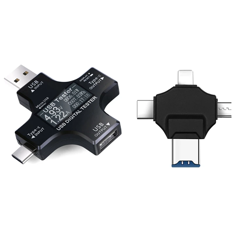 

Цифровой USB-тестер, Вольтметр постоянного тока с разъемом Type-C/Lighting/Micro/USB, устройство для чтения карт, 1 шт.