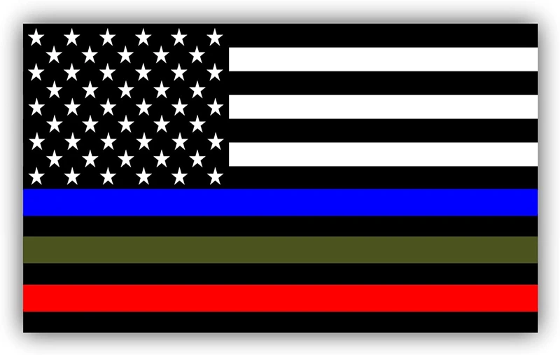 

Police Military and Fire Thin Line USA Flag Decal American Flag Sticker Blue Green and Red Stripe for Cars Trucks Honor,12cm*7cm