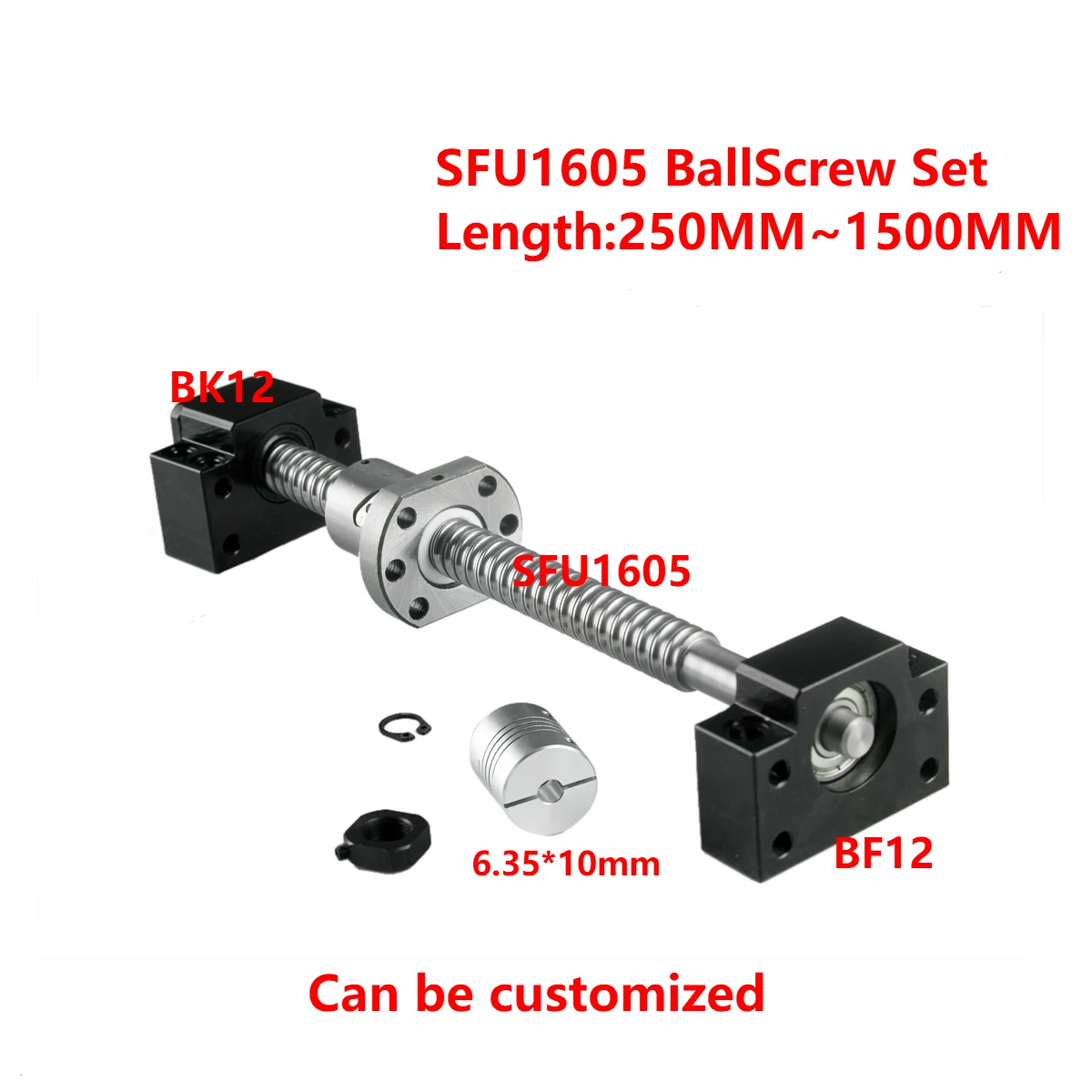Шариковый винт SFU1605-250 300 350 400 450 500 600 650 700 900 1000 мм конец кабеля для криолиполиса и BK12 BF12+ 6,35x10 мм смены навесного оборудования Комплект