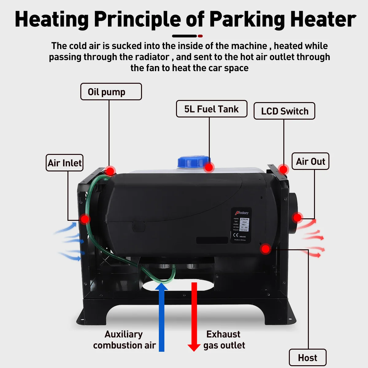 $114.38 All in One Unit  Car Heating 8KW 12V  Diesel Air Heater Single Hole LCD Monitor Parking Warmer For Car Truck Bus Boat RV