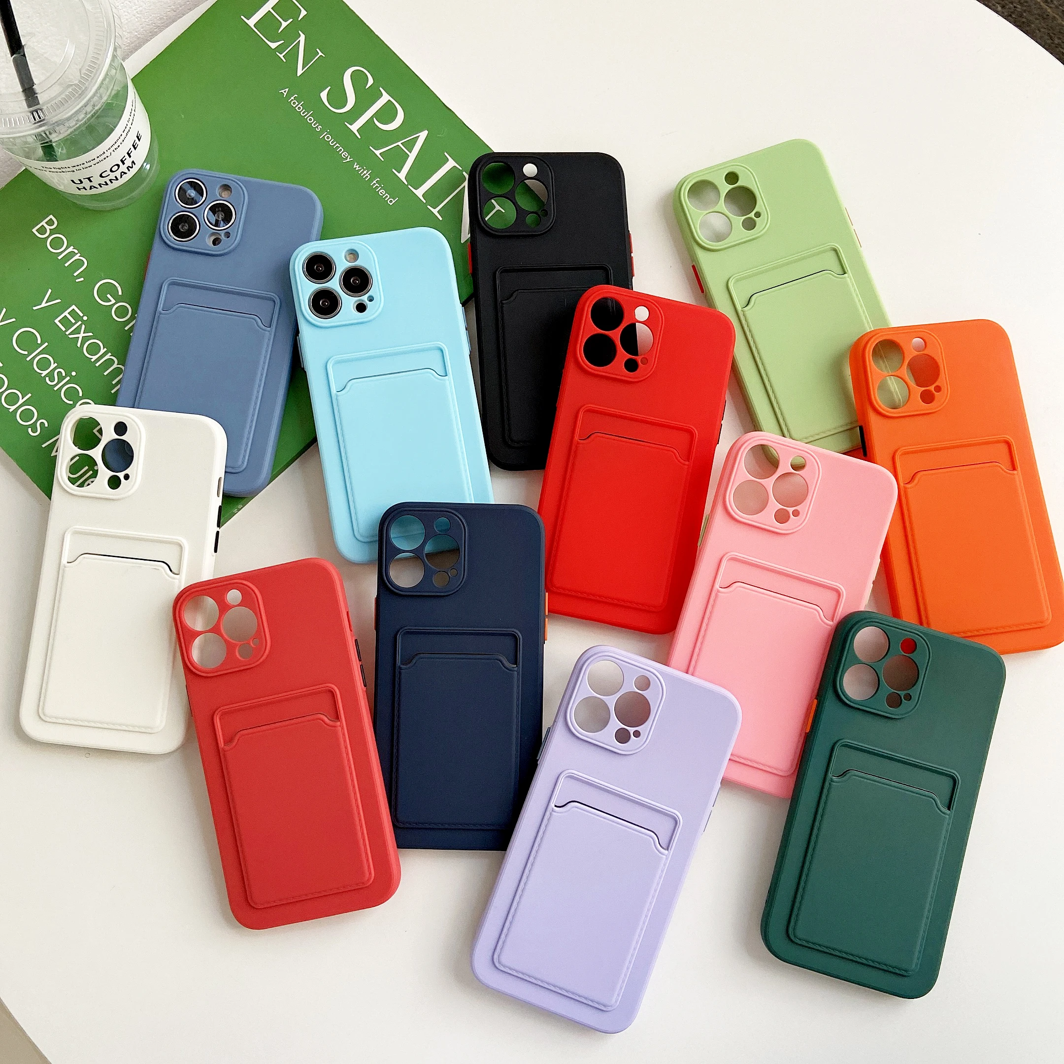 

Card bag insert card Phone case For iphone13 12 11 Pro anti falling photo slot protection Cover for iPhone XR xsmax 6 7 8plus
