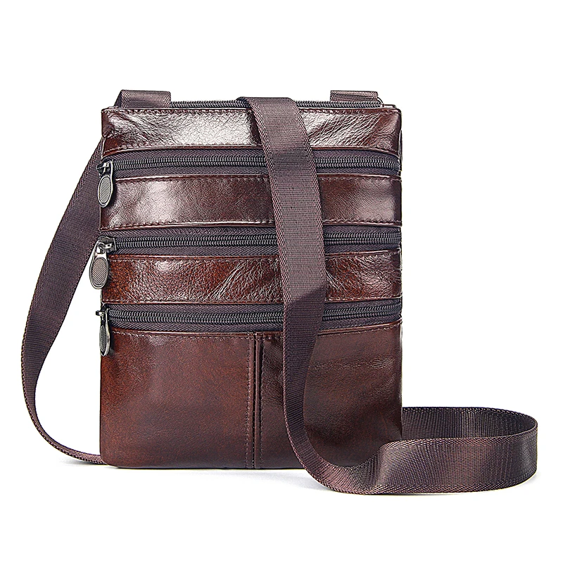 Дизайнерская кожаная сумка мессенджер на 3 молнии мужские сумки плечо из