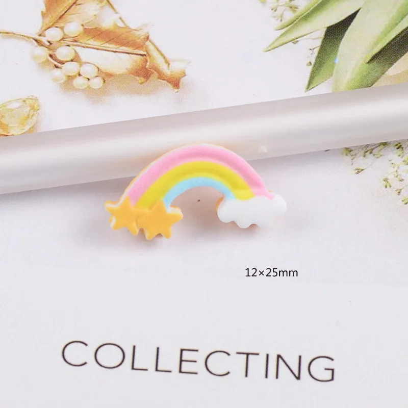 

QIBU 10pcs Cute Rainbow Cartoon Unicorn Crafts Flatback Planar Resin Bow Materials DIY Arts Crafts Sewing Accessories Handcrafts